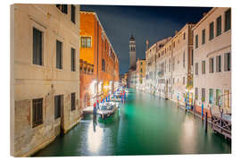 Holzbild Venedig bei Nacht
