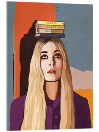 Acrylglasbild Mädchen balanciert Bücher auf dem Kopf