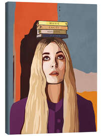 Leinwandbild Mädchen balanciert Bücher auf dem Kopf