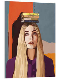 Hartschaumbild Mädchen balanciert Bücher auf dem Kopf