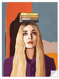 Wandsticker Mädchen balanciert Bücher auf dem Kopf