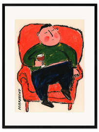 Gerahmter Kunstdruck Feierabend mit Rotwein - Frank Daske