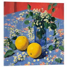 Acrylglasbild Orangen, weiße Blumen und ein Moment der Ruhe - DejaReve