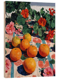 Holzbild Stille, arrangiert in Orange - DejaReve