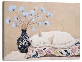 Leinwandbild Ein sanfter Nachmittag mit einer weißen Katze - DejaReve