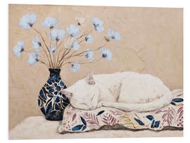 Hartschaumbild Ein sanfter Nachmittag mit einer weißen Katze - DejaReve