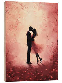 Holzbild Romantisches Pärchen am Valentinstag