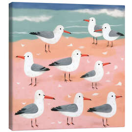 Leinwandbild Möwen am Strand - Frank Daske