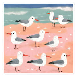 Wandbild Möwen am Strand - Frank Daske