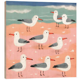 Holzbild Möwen am Strand - Frank Daske