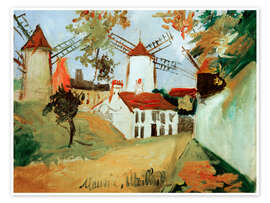Wandbild Die drei Mühlen von Montmartre, 1920 - Maurice Utrillo
