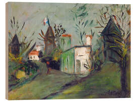 Holzbild Blick auf Montmartre am 14. Juli - Maurice Utrillo