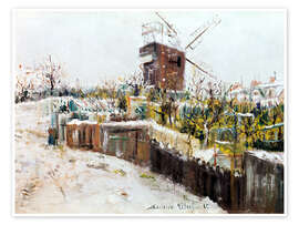 Wandbild Der Moulin de la Galette im Schnee, 1917 - Maurice Utrillo