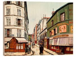 Holzbild Rue Sevestre, Montmartre - Maurice Utrillo