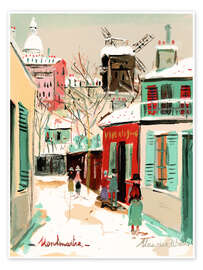 Wandbild Montmartre, grüne Häuser - Maurice Utrillo