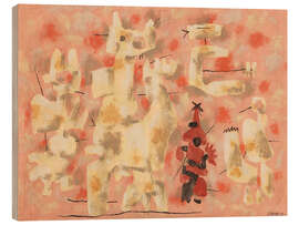 Holzbild Abstrakt in Rosa, Fröhliche Bewegung - Willi Baumeister