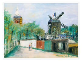 Wandbild Le Moulin de la Galette, Montmartre, 1951 - Maurice Utrillo