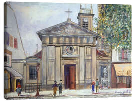 Leinwandbild Saint-Denis de la Chapelle und die Statue der Jeanne d'Arc - Maurice Utrillo