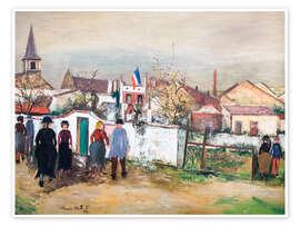 Wandbild Das Rathaus mit der Flagge, 1924 - Maurice Utrillo