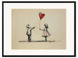 Gerahmter Kunstdruck Kinder am Valentinstag
