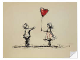 Wandsticker Kinder am Valentinstag