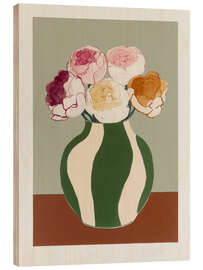 Holzbild Fauvistische Vase mit Pfingstrosen - DejaReve