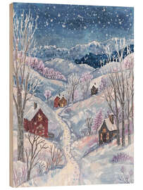 Holzbild Schneefall im Dorf - Tori Taika