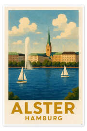 Poster Hamburg, Alster Reisekunst