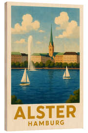 Holzbild Hamburg, Alster Reisekunst