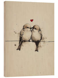 Holzbild Spatzenliebe - Olga Telnova