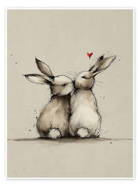 Wandbild Kaninchen verliebt - Olga Telnova