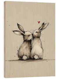 Holzbild Kaninchen verliebt - Olga Telnova