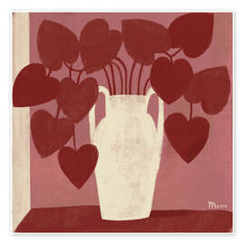 Wandbild Rote Valentinsblumen - Marco Marella