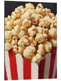 Aluminium print Popcorn in a striped bowl