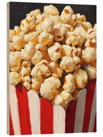 Holzbild Popcorn in gestreifter Schale