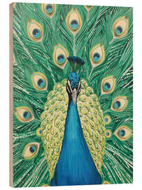 Holzbild Balzender Pfau - Ohkimiko