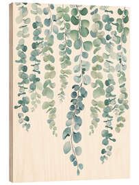 Holzbild Aquarell Eukalyptusblätter - Branka Kodžoman