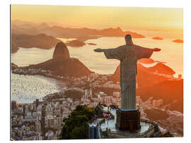 Quadro em plexi-alumínio Christ statue and Sugarloaf mountain, Rio de Janeiro, Brazil - Matteo Colombo