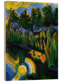 Holzbild Sonne im Schilf - Max Pechstein