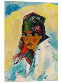 Acrylglasbild Porträt einer Frau, Lotte mit Kopftuch