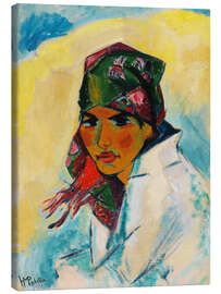 Leinwandbild Porträt einer Frau, Lotte mit Kopftuch