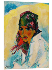 Hartschaumbild Porträt einer Frau, Lotte mit Kopftuch