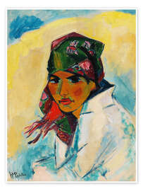 Wandbild Porträt einer Frau, Lotte mit Kopftuch - Max Pechstein