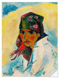 Wandsticker Porträt einer Frau, Lotte mit Kopftuch