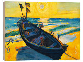 Holzbild Boot bei Sonnenaufgang - Max Pechstein