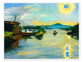 Wandbild Sonnenaufgang über dem Gardasee - Max Pechstein