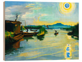 Holzbild Sonnenaufgang über dem Gardasee - Max Pechstein