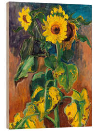 Holzbild Sonnenblumen