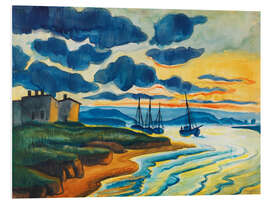 Hartschaumbild Sonnenuntergang am Meer