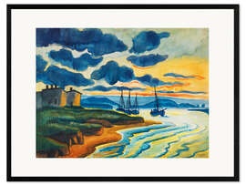 Gerahmter Kunstdruck Sonnenuntergang am Meer